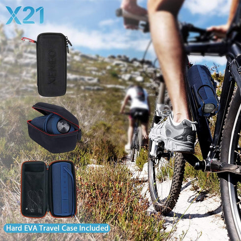 X21 Portable Bluetooth Wireless Speaker, Waterproof with FM Radio, Micro SD Card MP3 Player for Outdoor Use (Blue)