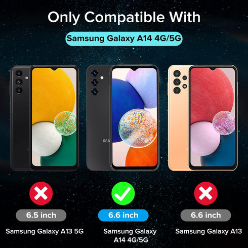 ivoler 3+3 Pack Tempered Glass for Samsung Galaxy A14 4G / 5G, with Camera Lens Protector, Anti-Scratch, HD Clear