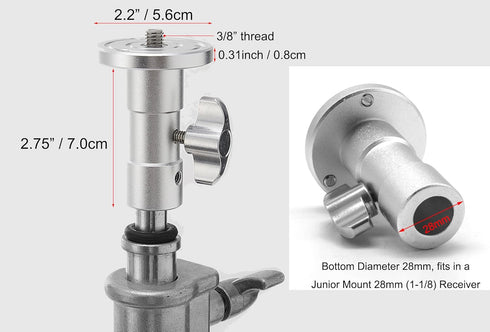 PHOCUS Baby Ball Head Adapter, 5/8" Baby Stud to 3/8" Thread, C Stand Camera Mount Adapter for Tripod Head