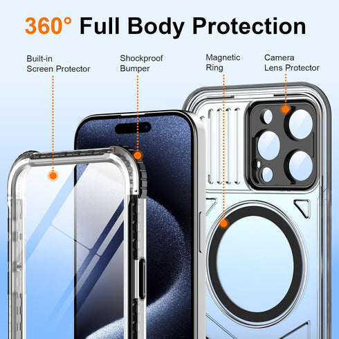 WIFORT Waterproof Case for iPhone 15 Pro Max, IP68 Underwater Dustproof, 15FT Military Shockproof 360 Full Body