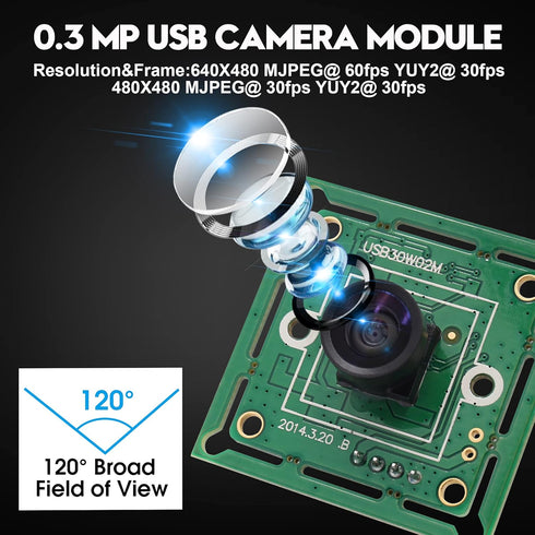 IFWATER 120 60fps 10.2Inch 3.3ft/1m USB Camera Module Degree Wide Angle Lens High Speed Mini Webcam for Industrial