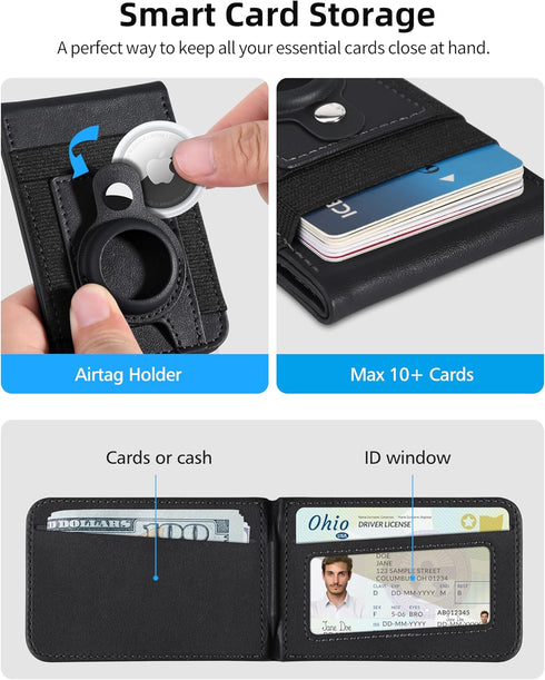 For Magsafe Wallet Stand with Airtag Holder, Strongest Magnetic Wallet for iPhone 15/14/13/12 Series, RFID Blocking,