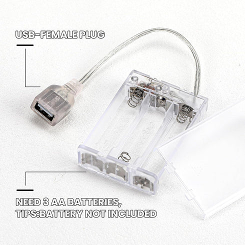 Copkim 6 Pack Pack 5V 3 Pcs USB Battery for LED Lights, USB to Battery for Plug in Lights, Portable AA Holder Box