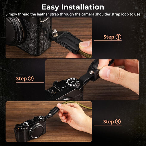 Adjustable Braided Shoulder Strap for Cameras with O-Ring and Leather Pad - SmallRig