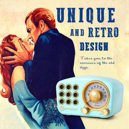 Retro Bluetooth Speaker, Vintage Radio-Greadio FM Radio with Classic Style, Strong Bass, Bluetooth 5.0, MP3 Player