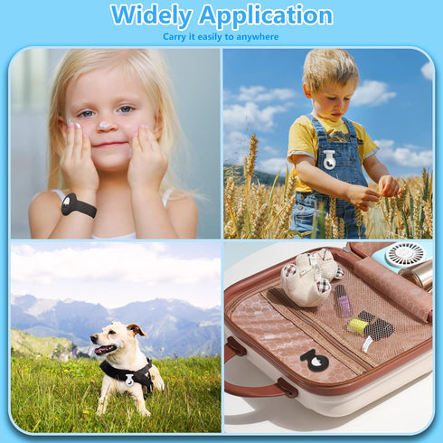 4 Pack Hidden Pin Airtag Holders with 1 Airtag Bracelet, Waterproof Silicone for Kids and Luggage