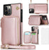 Asuwish iPhone 12 Pro Max Wallet Case: Leather Flip Cover with Zipper Card Holder, Screen Protector, Stand - Rose Gold.