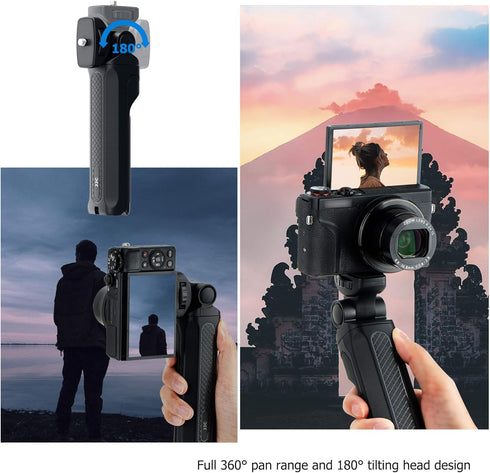 Portable Mini Shooting Grip Tripod for Sony ZV-E10 ZV-1 A6700 A6600 A6500 A6400 A6300 A6100 A7C RX100VII, Canon R7 R10