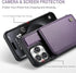 iPhone 15 Pro Max Case - Purple Wallet with Card Holder, RFID Blocking, Shockproof Kickstand for Men & Women. Durable!