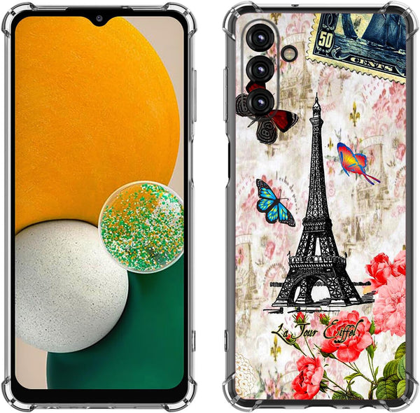Galaxy A15 5G Case, Paris Tower Butterfly Shockproof Drop Protection TPU Full Body Protective Cover