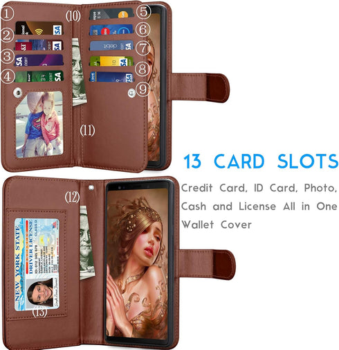 Tekcoo Galaxy Note 9 Case, PU Leather Wallet Case, ID Cash Credit Card Slots Holder, Detachable Magnetic Hard Case