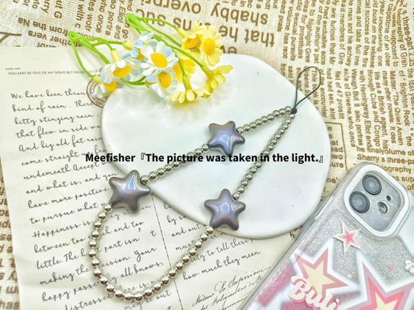 Meefisher Y2K Star Beaded Phone Charm Colorful Cute Charms Cell Phone Lanyard Strap Wrist Beads Chain Lightweight