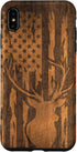 iPhone XS Max Case - Deer Buck with Flag on Wood-like Background for Stylish Protection