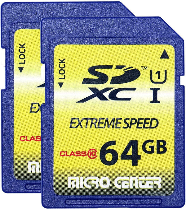 INLAND 64GB Class 10 SDXC Flash Memory Card, Full Size SD Chip, USH-I U1, Trail Camera by Micro Center (2 Pack)