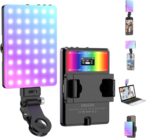 ENEGON RGB Selfie Light, 360 Full Color RGB Video Light with 24 Effects,