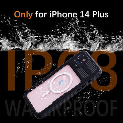 iPhone 14 Plus Waterproof Case with Screen Protector, Full Body Heavy Duty Protection Magnetic Case, Shockproof, Dustproof, Snowproof Case for iPhone 14 Plus 6.7 Inch 2022 (Black)