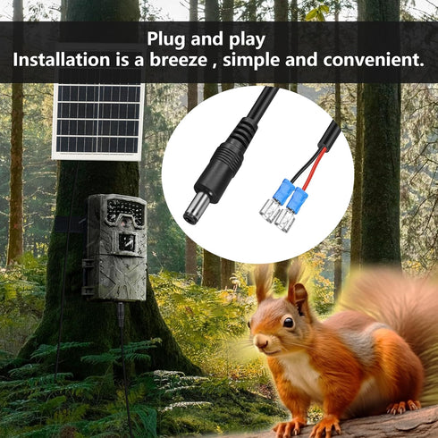GINTOOYUN Trail Camera Power Cord, DC External Power Cable for Portable Power Banks, Solar Panels, Wildlife Cameras