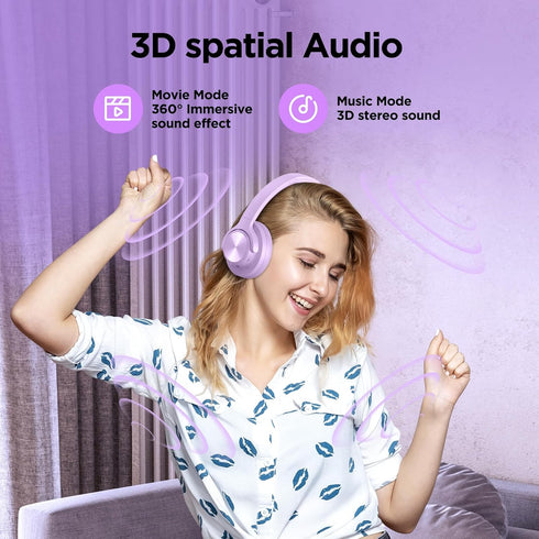 Wireless Over Ear Noise Cancelling Headphones with 130H Playtime, Hi-Res Sound, Custom EQ, Deep Bass Comfort Fit