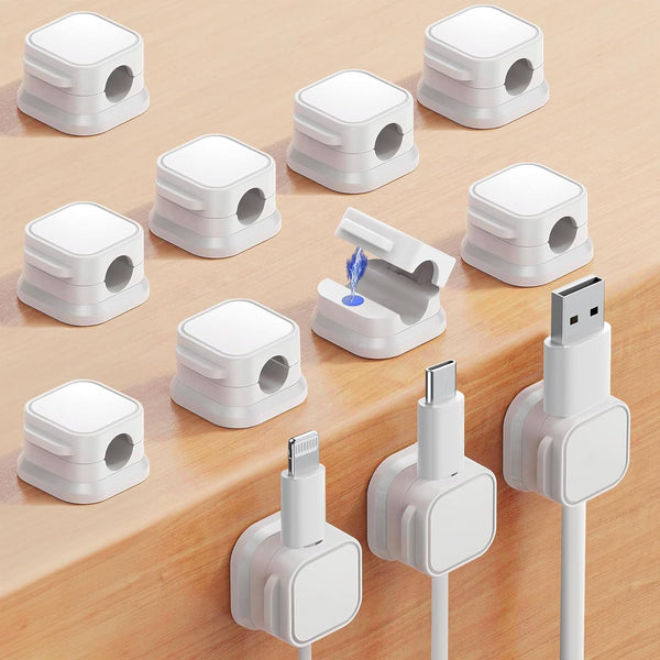 Picozon 12 Pack Magnetic Cable Clip Organizer, Adhesive Cord Holder for Phone, USB Charger, and Desktop Management