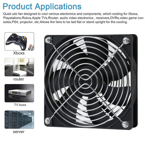 120mm 110V 115V 120V 3V 12V, AC Powered Fan with Speed Controller DC to for Router Receiver DVR PlayStation Xbox