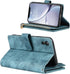 Jaorty Wallet Case for iPhone XR, Magnetic Leather Cover with 9 Card Slots, Wrist Strap, Stand Feature, Blue