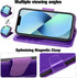 Arae Compatible with iPhone 13 Case with Card Holder and Wrist Strap Wallet Flip Cover for iPhone 13 6.1 inch, Purple