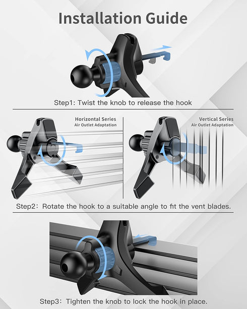 ZOOAUX Universal Air Vent Clip for Wireless Car Charger & Mount, Ultra Strong Anti-Shake Grip for Most Car Phone Holders