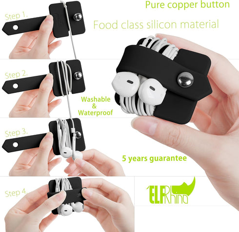 Headphone Case Cord Organizer | Earbuds Holder | Black Earphones Case Wrap Winder