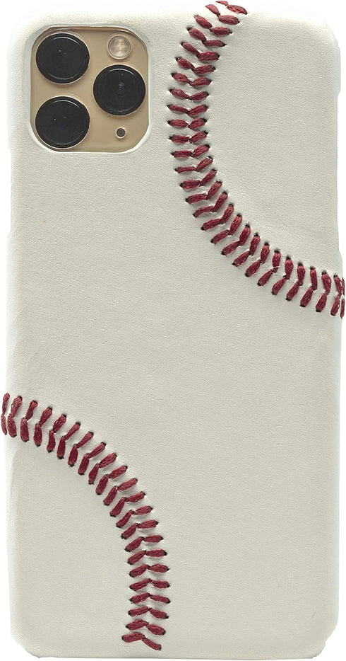 mcmadley iPhone 12 Mini Baseball Phone Case - Professional Baseball Leather, Raised Red Hand Stitching, Thin Protective