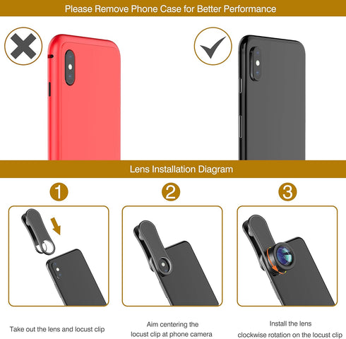 Phone Camera Lens - Upgraded 3 in 1 Kit: Fisheye, Macro, Wide Angle