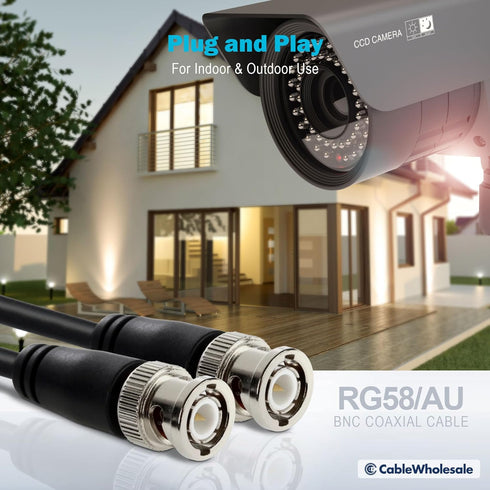 CableWholesale 6 Foot RG58/AU Coaxial Cable, Black, BNC Male to Male, Copper Stranded