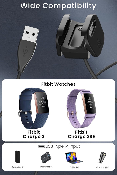 Compatible for Fitbit Charge 3 Charger Replacement USB 3.3ft Charging Cable Cord Accessories for Fitbit Charge 3/Fitbit Charge 4 Fitness Activity Tracker.
