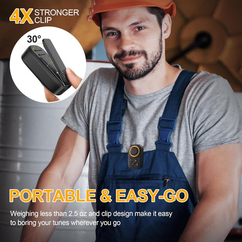 GOTOOLZ 5.4 12Hrs IPX5 Wearable Bluetooth Speaker, Bluetooth Clip On Wireless Speaker with Mic, TWS Function, Playtime