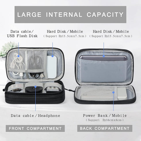 Skycase Travel Cable Organizer, Waterproof Electronics Accessories Storage Bag for USB Data Cable, Earphone, Power Bank
