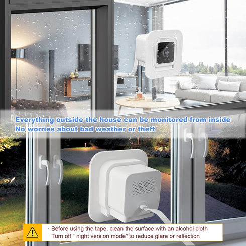 REEYEAR 2 Pack V4/V3 Window Mount fits for Wyze Cam Stick-On Glass Camera Holder for Outdoor Monitoring, Birdwatching
