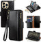 Antsturdy Wallet Case for iPhone 13 Pro Max, RFID Blocking PU Leather Flip Cover with Wrist Strap and Zipper Credit