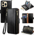 Antsturdy Wallet Case for iPhone 13 Pro Max, RFID Blocking PU Leather Flip Cover with Wrist Strap and Zipper Credit