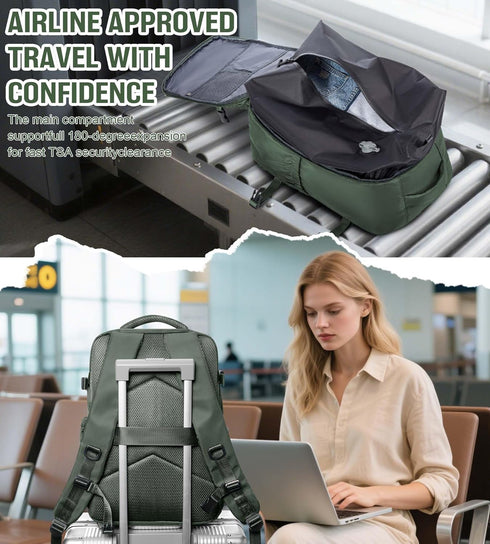 Backpack Backpacks 18x14x8 inches Daypack,BrownGreen BOXSAM Large Vacuum Travel with Pump for Women, Personal Item