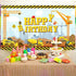 Irenare Happy Birthday Backdrop Dump Truck Excavator Crane Banner Photography Studio Props Cake Table Decorations