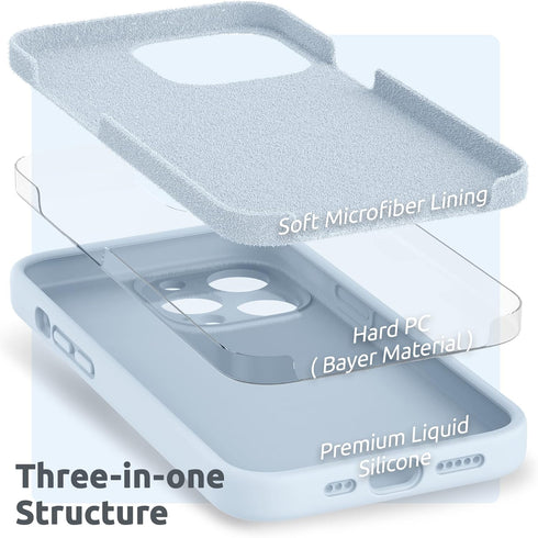 SURPHY Compatible with iPhone 13 Pro Case, with Screen Protector, (Camera Protection + Soft Microfiber Lining) Liquid