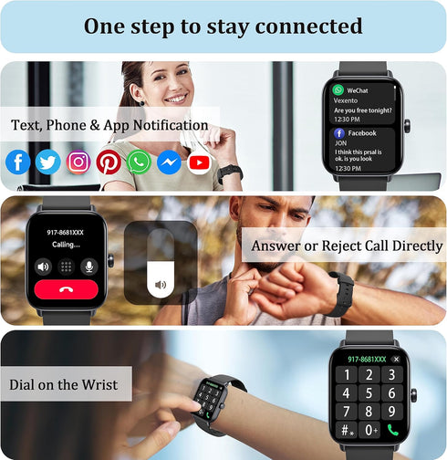 KALINCO Smart Watch for Men Women, 1.8" Fitness Tracker with Heart Rate/SpO2/Stress/Sleep Monitor, Alexa Built-in, 100+