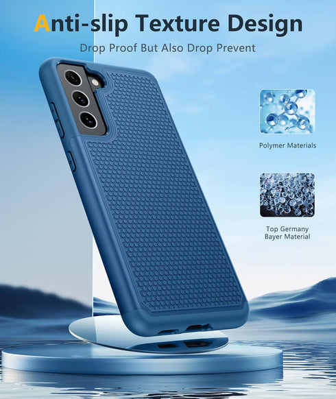 JXVM for Samsung Galaxy S21 FE Case, Dual Layer Protective Heavy Duty Cover, Military Protection Bumper, Blue Navy