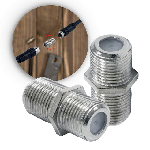 GE Coaxial Cable Extension Adapter Couplers - 2-Pack, Female-to-Female Connectors for F-Type RG59 RG6 Coax Cables