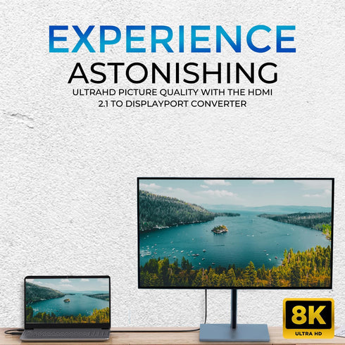 uptab HDMI to DisplayPort Adapter 8K, HDMI 2.1 to DP 1.4 for Xbox One/X/S, PlayStation 5 and More