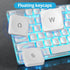 Owpkeenthy White Typewriter Gaming Keyboard Full-Size Quiet Keyboard with Ice Blue Backlit Light Up