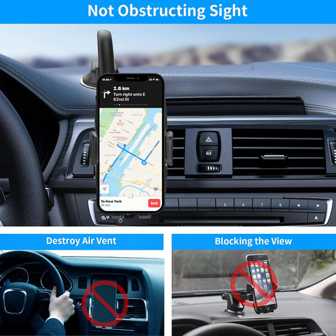 Heavy Duty Gooseneck Car Phone Holder 14'' for Truck, Flexible Long Arm, Anti-Shake Stabilizer, Suction Cup Mount