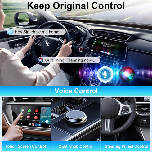 Mini Android Auto Wireless Adapter & Wireless CarPlay Adapter, Convert Factory Wired to Wireless CarPlay Dongle
