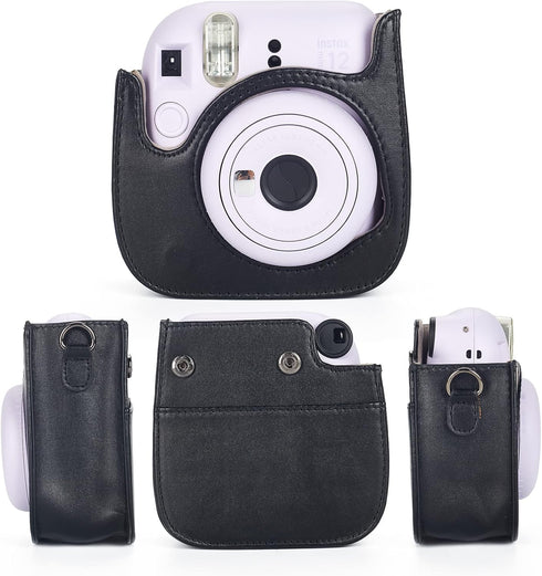 Phetium Instant Mini 12 Camera Protective Case for Instax Mini 12 11, PU Leather Bag with Pocket and Adjustable Strap -