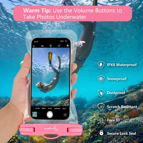 Waterproof Phone Pouch Bag - 7.5in Water Proof Cell Phone Case for Beach Travel Must Haves, Waterproof Phone Holder with Lanyard for iPhone 15 Pro Max Galaxy S23 Pixel 7a, Cruise Essentials