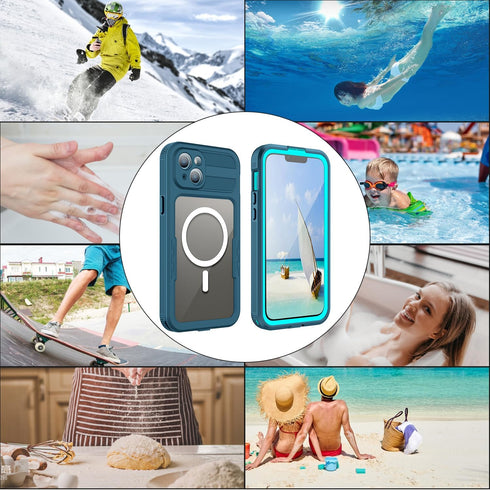 Phone Case Compatible with iPhone 15 Plus - Magnetic Waterproof DropProof DirtProof Heavy Duty Full Body Protection